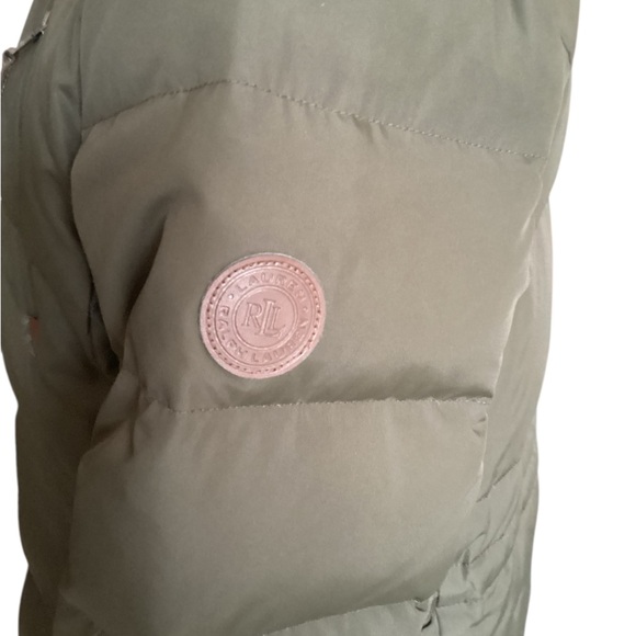 Ralph Lauren Olive Puffer Coat with Faux Fur Hood - Picture 4 of 15